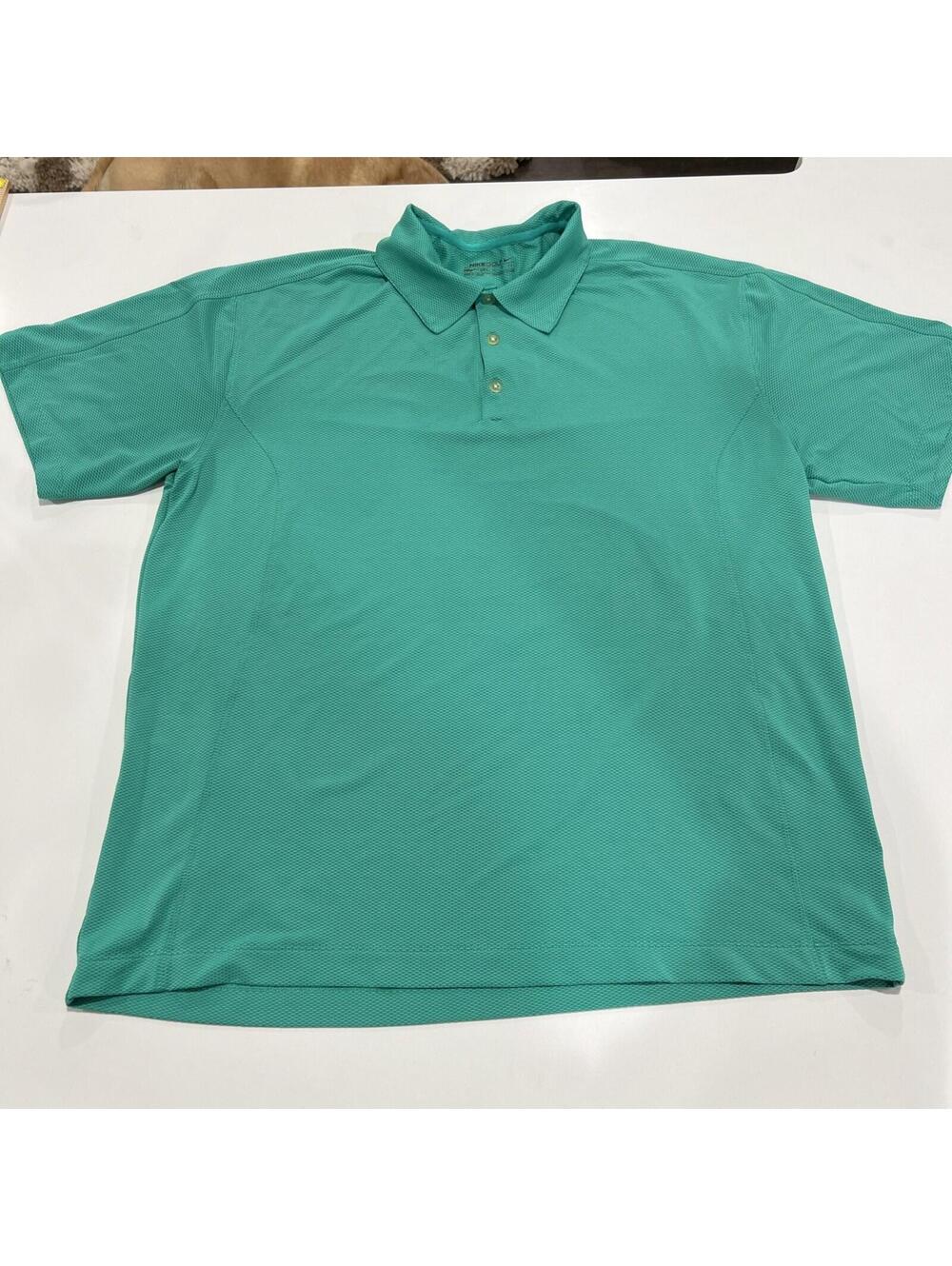 Nike Men Polo Shirt XL Light Green Dri Fit Short Sleeve Collared Golf Relaxed